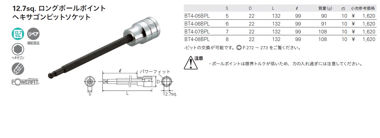 京都機械工具(KTC) 12.7mm (1 2インチ) ヘキサゴン ビットソケット セット 10個組 TBT410H - 5