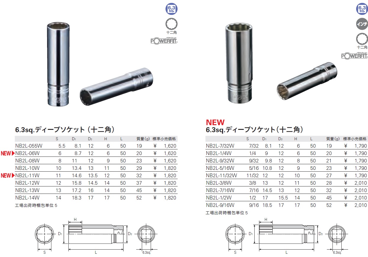 京都機械工具(KTC) 6.3mm (1 4ンチ) ディープソケット セット 10個組 TB2L10E - 2